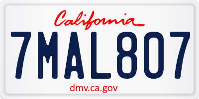 CA license plate 7MAL807