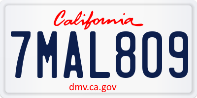 CA license plate 7MAL809