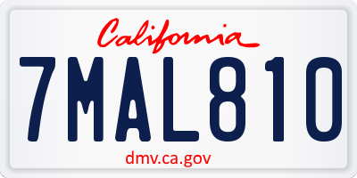 CA license plate 7MAL810