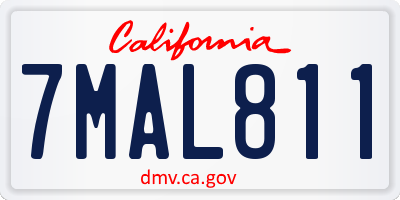 CA license plate 7MAL811