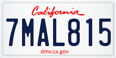 CA license plate 7MAL815