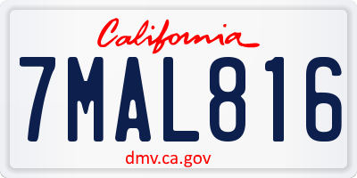 CA license plate 7MAL816