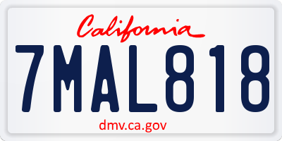 CA license plate 7MAL818