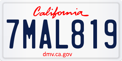 CA license plate 7MAL819