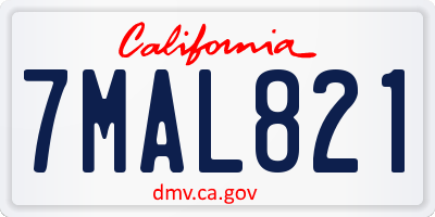 CA license plate 7MAL821