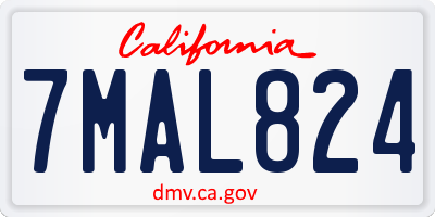 CA license plate 7MAL824