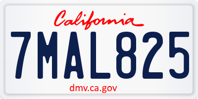 CA license plate 7MAL825