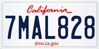 CA license plate 7MAL828