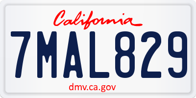 CA license plate 7MAL829