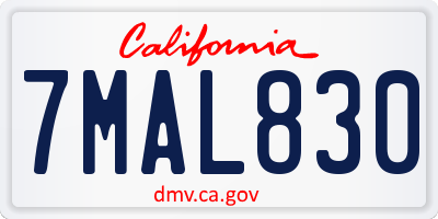 CA license plate 7MAL830