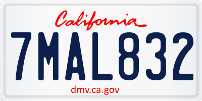 CA license plate 7MAL832