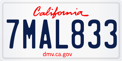CA license plate 7MAL833