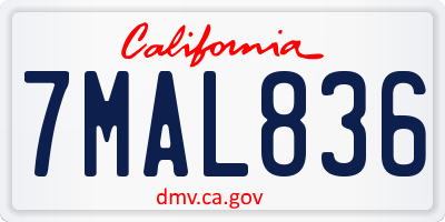 CA license plate 7MAL836