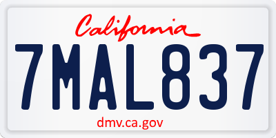 CA license plate 7MAL837