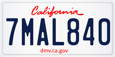CA license plate 7MAL840