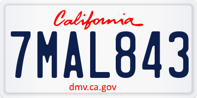 CA license plate 7MAL843
