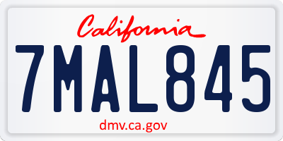 CA license plate 7MAL845