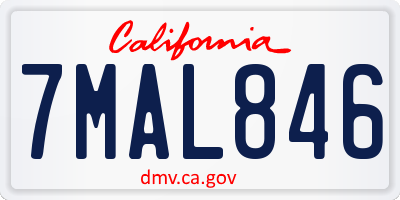 CA license plate 7MAL846