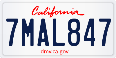 CA license plate 7MAL847