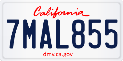 CA license plate 7MAL855