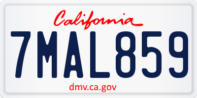 CA license plate 7MAL859