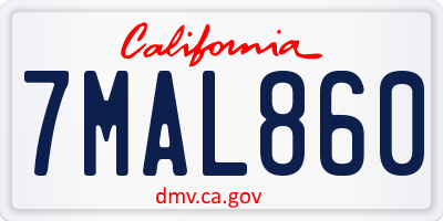 CA license plate 7MAL860