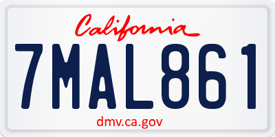 CA license plate 7MAL861