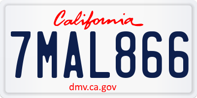 CA license plate 7MAL866