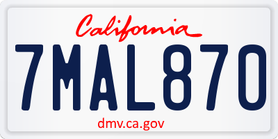 CA license plate 7MAL870