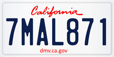 CA license plate 7MAL871