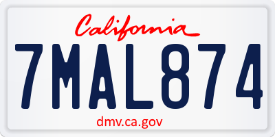 CA license plate 7MAL874