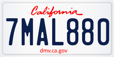 CA license plate 7MAL880