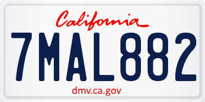 CA license plate 7MAL882