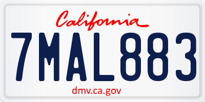 CA license plate 7MAL883