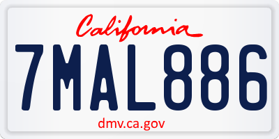 CA license plate 7MAL886