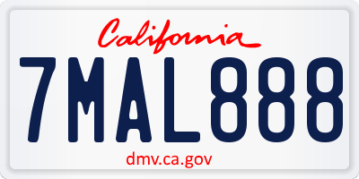 CA license plate 7MAL888