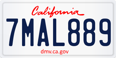 CA license plate 7MAL889