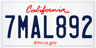 CA license plate 7MAL892
