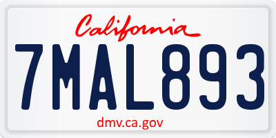 CA license plate 7MAL893