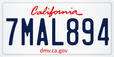 CA license plate 7MAL894