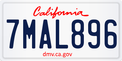 CA license plate 7MAL896
