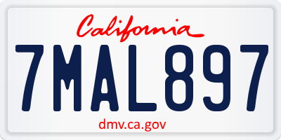 CA license plate 7MAL897