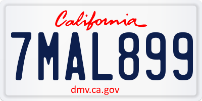CA license plate 7MAL899