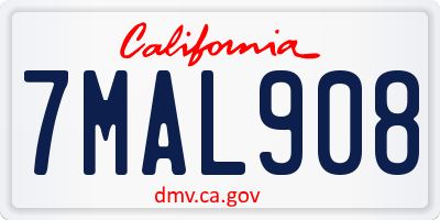 CA license plate 7MAL908