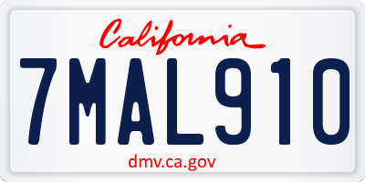CA license plate 7MAL910