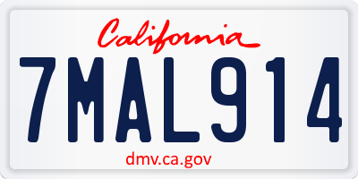CA license plate 7MAL914
