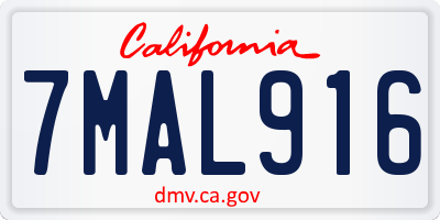 CA license plate 7MAL916