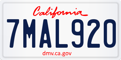 CA license plate 7MAL920