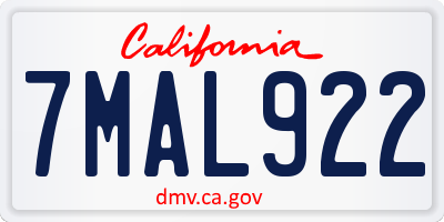 CA license plate 7MAL922