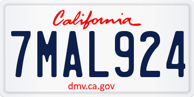 CA license plate 7MAL924